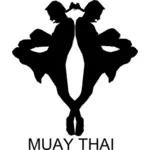 Muay Thai poser Silhouette Vektor-Bild