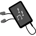 Pemutar musik dengan earphone vektor gambar