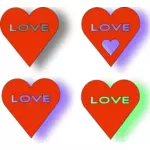 Vier rote Herzen Vektor-Bild