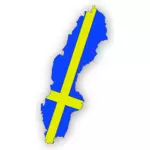 Bandeira sueca no mapa da Suécia