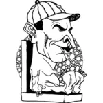 صورة متجهة من الكاريكاتير لرجل عاري مع قبعة