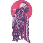 Пара американских индейцев векторное изображение
