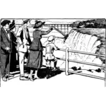 Vector illustration of family enjoying Niagara falls view