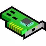 वेक्टर हरे रंग 3 डी नेटवर्क कार्ड आइकन का चित्रण