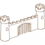 Ilustração em vetor de papel jogar ícone mapa do jogo para um portão de Fortaleza