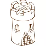 Papel de dibujo vectorial jugar icono de mapa del juego para una torre redonda