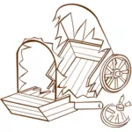 Vector Illustrasjon av rollen spiller spillet Kartikon for en campingvogn vraket