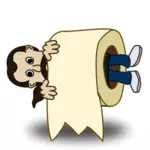 Gambar vektor komik karakter pemegang kertas toilet