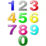 Vector illustraties van reeks van cijfers van 0 tot en met 9
