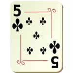Vijf van clubs vector afbeelding