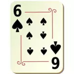 Šest z piky hrací karta vektorové ilustrace