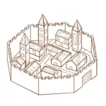Stad in muren RPG kaartafbeelding symbool vector