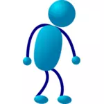 Blå pinne mann figur vector illustrasjon