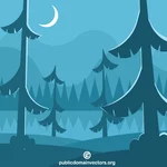 المناظر الطبيعية للغابات في الليل