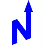 Blue N pointing ''north''