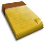 Muistikirja, jossa on keltaisia sivuja