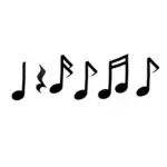 Черно-белые музыкальные ноты векторное изображение