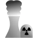 Nükleer enerji santrali gri tonlama işareti vektör küçük resmini