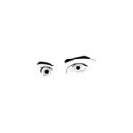 Gambar vektor dari mata manusia terkejut terlihat dalam hitam dan putih
