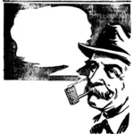 Vector image of man smoking pipe poster