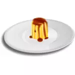 Vector illustraties van crème karamel op dinnerplate