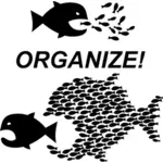 Organizovat! Pracovníků unií symbol vektorové grafiky