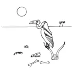 Vulture in desert vector illustration