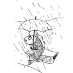 Fisk under paraplyen vektorgrafikk utklipp