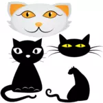 Čtyři kočky tváře Vektor Klipart