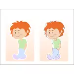 Ilustração em vetor de menino dos desenhos animados em roupas pastel