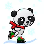 Panda kırmızı bir eşarp ile vektör çizim