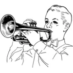 Băiat joc cornet vector imagine