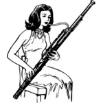 Mujer tocando ilustración vectorial fagot