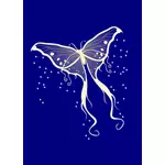 Illustratie van lichte nachtvlinder op blauwe achtergrond