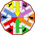 Clip-art vector de placa de 6 jogadores parcheeis