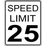 गति सीमा 25 roadsign वेक्टर छवि