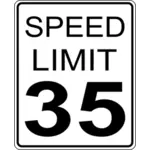Ограничение скорости 35 roadsign векторное изображение
