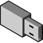 איור וקטורי של מקל זיכרון USB קטן בגווני אפור