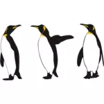 Drie pinguins koning