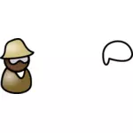 Vector illustration of man with pale brown hat with glasses and hat avatar