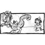 Vector de desen de dragon trăgând fata