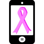 Розовая лента на телефоне векторное изображение