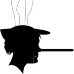 Pinocchio puppet silhouette vector image