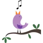 Szczęśliwy, tweeting fioletowy ptak wektor grafika