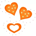 Dibujo de corazones de San Valentín naranja vectorial