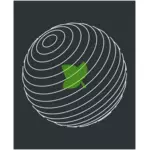 Planeta cu o frunză verde în interiorul imaginii vectoriale