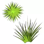Illustration vectorielle de plante épineuse verte avec soleil vert ci-dessus