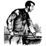 Grafikk av mann i skjorte spille snooker
