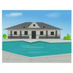 Illustrazione vettoriale di villa a bordo piscina