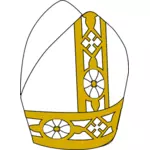 Altın ve beyaz renkli resimde Papa şapka